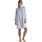 Miss Elaine Short Nightgown, Brushed Back Satin, Lightweight, Embroidered Trim, Sleepwear & Loungewear