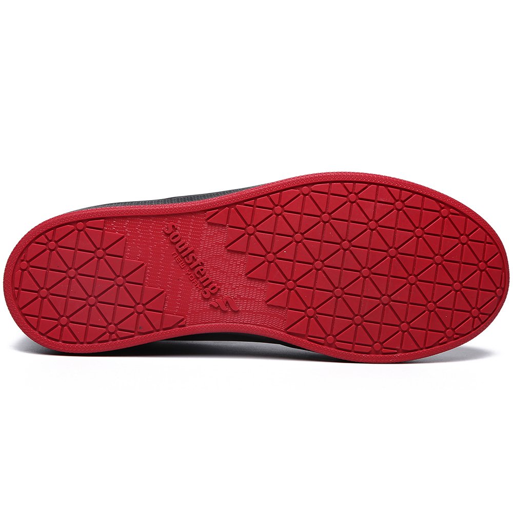 Soulsfeng Mens Womens Trainers Casual Top Layer Leather Lace Up Low-Top Skateboarding Shoes Black Shoes(Black 11.5UK)