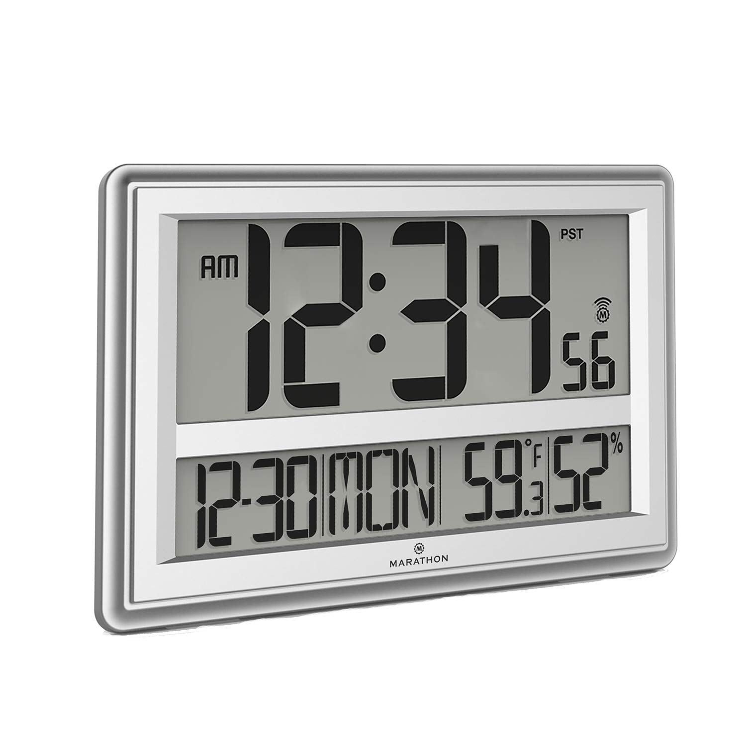 Buy Silver MARATHON CL030056SV Jumbo Atomic Wall Clock with