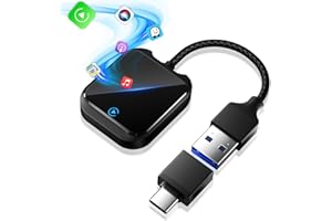 Oasplus 2-in-1 Wireless CarPlay & Android Auto Adapter, 5Ghz WiFi Bluetooth Dongle, Compatible with Cars After 2016 & Phones Android 11+/iOS 10+, USB-A/Type-C (Black)