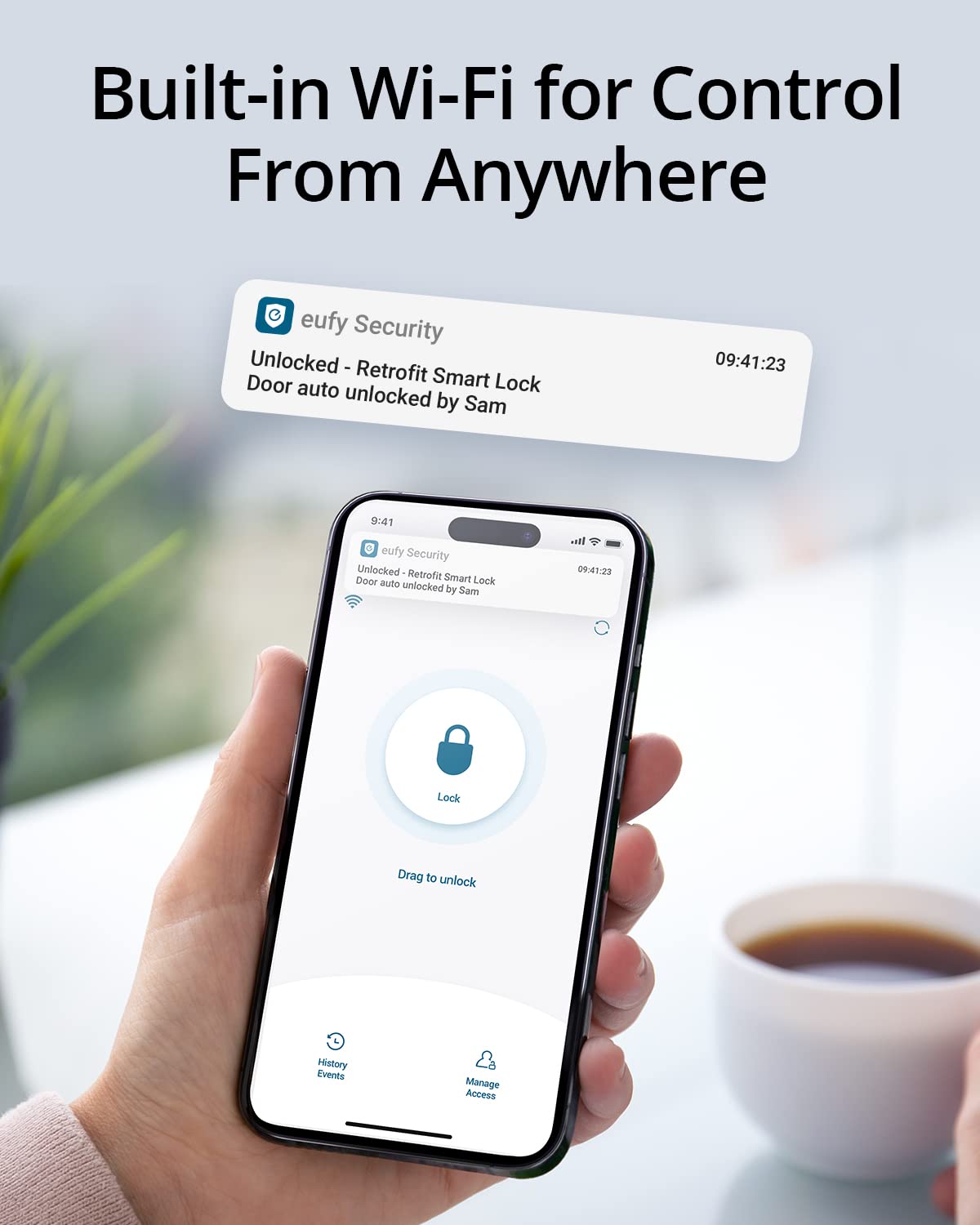 eufy Security Retrofit Smart Lock E110+Wireless Keypad, Keyless Entry Door Lock Replacement, Built-in Wi-Fi, Remote Control, in-App History and Scheduled Access, Fits Your Existing Deadbolt, IP65