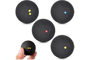 Seutmrou 4 Pcs Squash Ball, Training Squash Balls, Squash Ball Double Yellow Dot, Single Yellow Dot, Red Dot, Squash Balls Bl