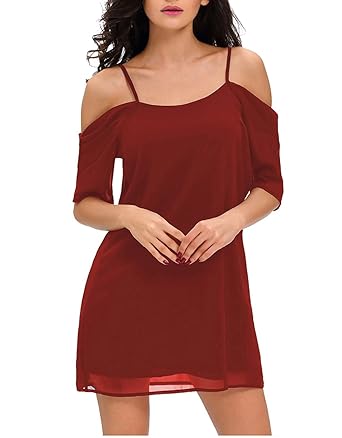 Amoretu Femme Robe Courte à Bretelle Manches Courtes Tunique Robe Elégante De Soirée Cocktail Plage