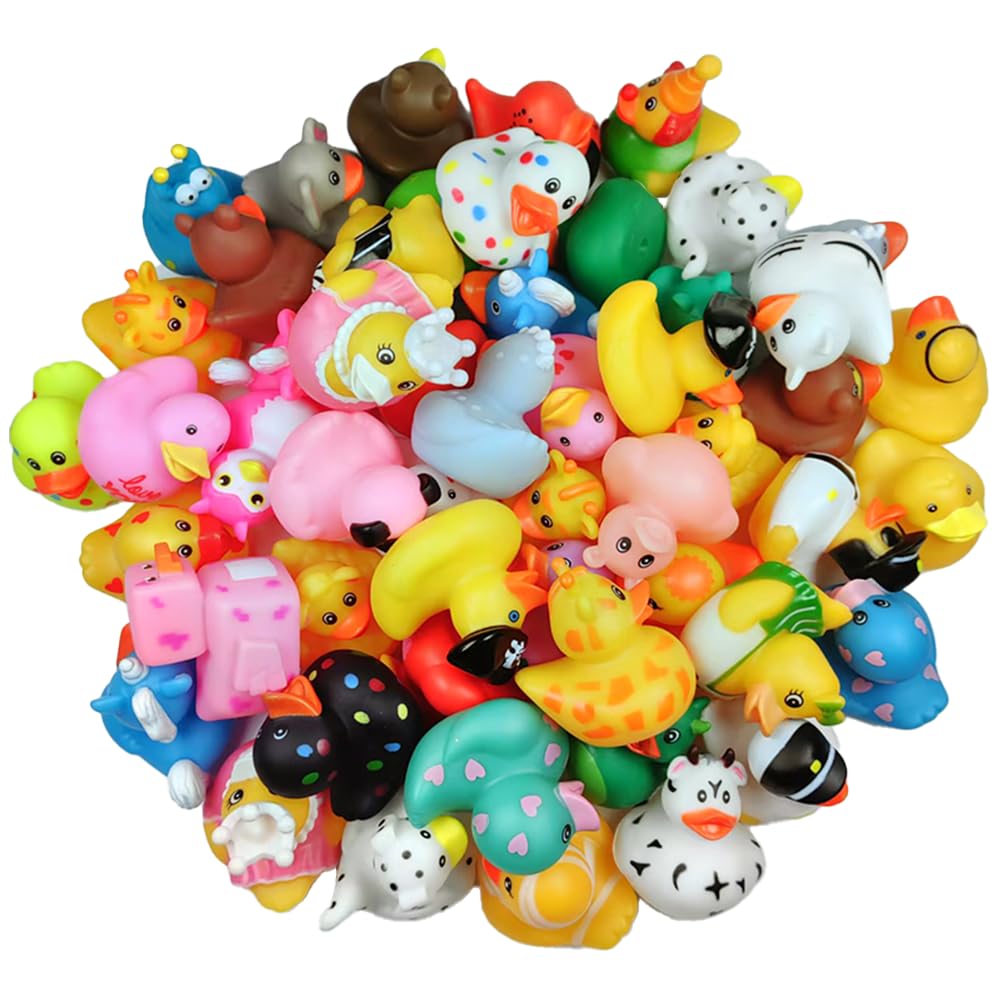 12 Pcs Random Assorted Rubber Duck Small Rubber Ducks in Bulk for Jeeps Ducking,Baby Shower Bath Toy for Kids Toddler Birthday Christmas Party Favors Stocking Stuffers