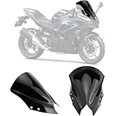 15'' Windshield Windscreen for 2024 205 2026 Kawasaki Ninja 500 (Black) | Custom Double-Layer Bubble Windshield. High-Impact PC Material Provides Superior Wind Deflection For Ninja 500 Models