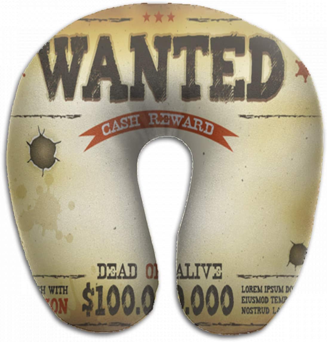 Emvency U-Shaped Travel Neck Support Pillow Wanted Vintage Western Old Placard Airplane 12x11.5 Inch Soft U-Pillows with Rebound Material for Kids Adults