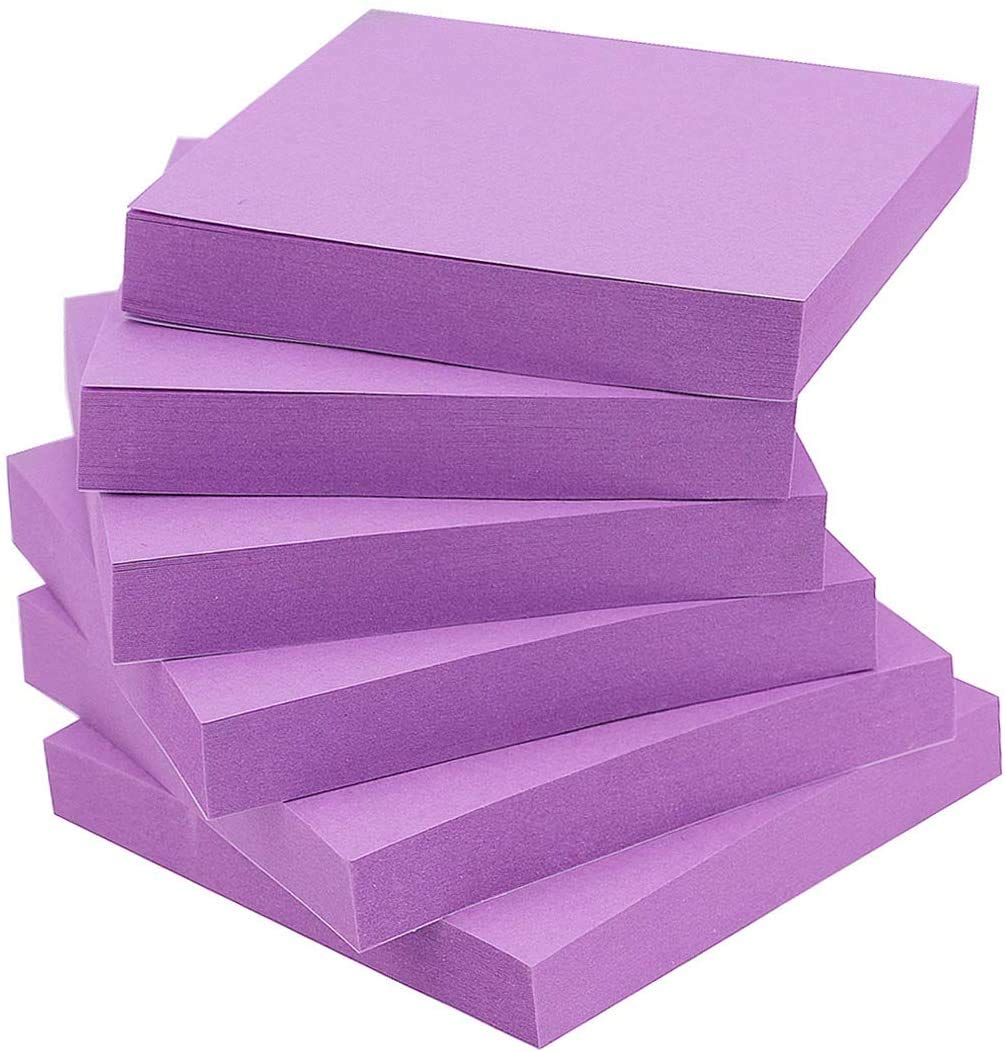 Early Buy 3in x3in Sticky Notes Self-Stick Notes 6 Pads/Pack (Purple) 600 Sheets