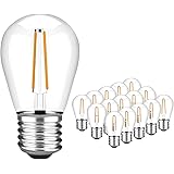 WAWUI S14 LED Outdoor Edison Light Bulbs for String Light Replacement, E26 Medium Screw Base, Nondimmable,2 Watt to Replace 1