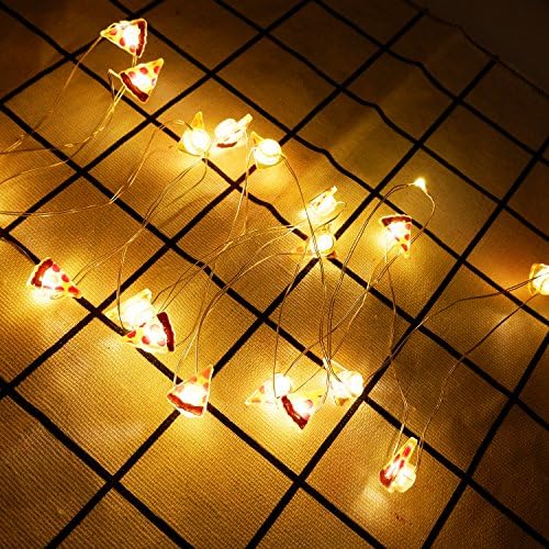 LED String Lights 6.6ft 20 Pizza LEDs Decorative Fariy Strung Light Bedroom Party Holiday Birthday Beach DIY Wreathe Decoration, Battery Powered