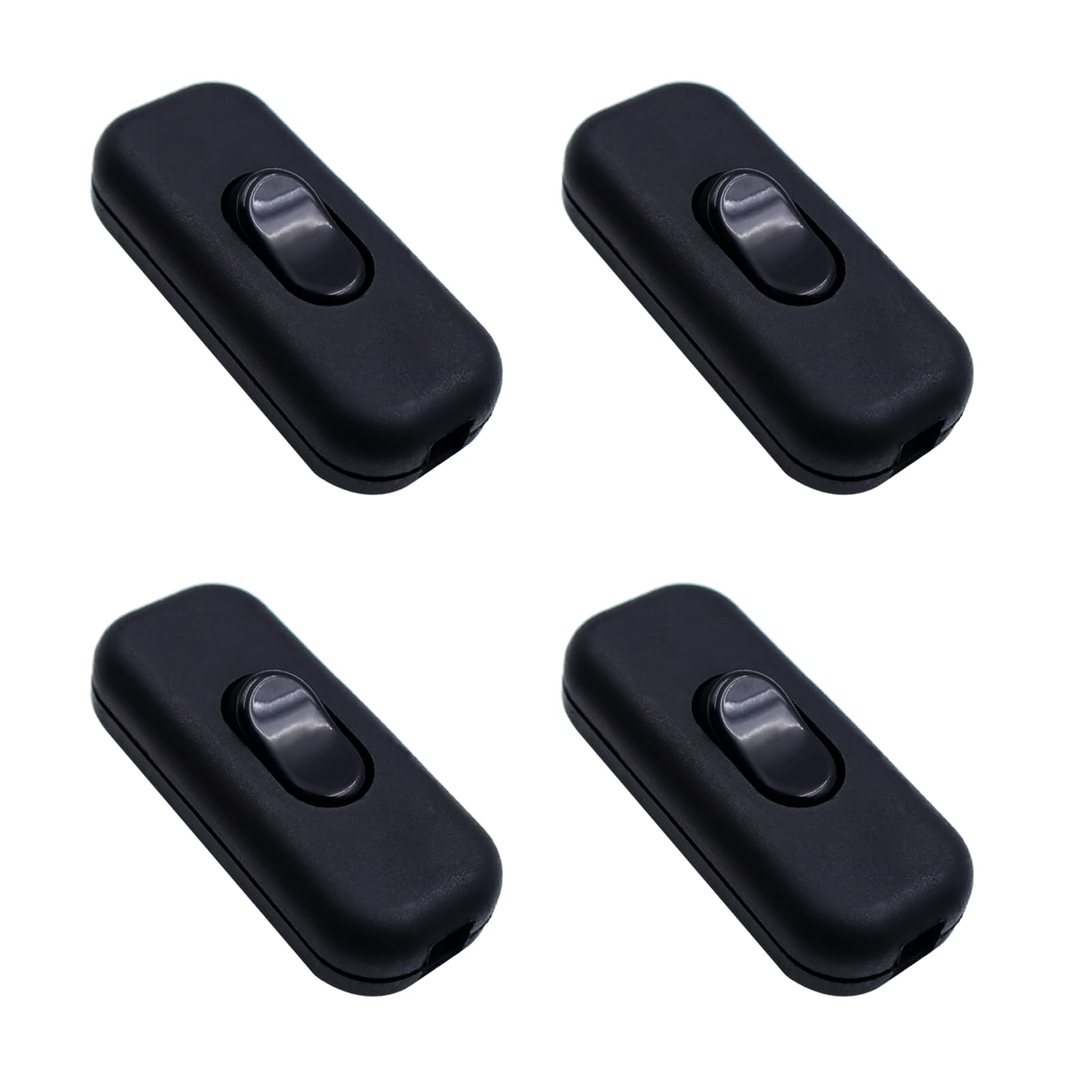 ZHIQIN 4 Pack Inline Switch for Lamps 250V 6A Black Torpedo Switch Use Inline 2 or 3 Core Round or Flat Wire for Small Appliance, Desk Lamp, Light — image 1