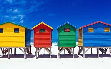 Awallo Fototapete Motiv Bunte Strandhauser Vliesfototapete Mit