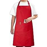 Syntus Adjustable Bib Apron with 2 Pockets Cooking Kitchen Aprons for Women Men Chef