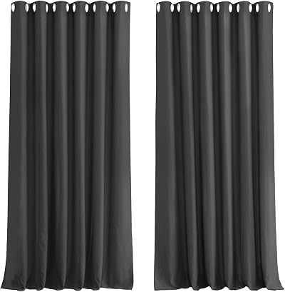 Aspire Homeware Blackout Curtains 90x90 Grey Eyelet 2 Panels Tiebacks