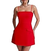 BORIFLORS Women's Sexy Spaghetti Strap Mini Dress Corset Backless A-Line Party Short Dresses