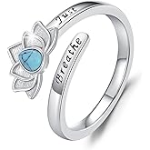 EErMamo 925 Sterling Silver Rings for Women Moss Agate/Turquoise/Moonstone/Amber/Malachite Rings Gift for Christmas Mother's Day Valentine's Day