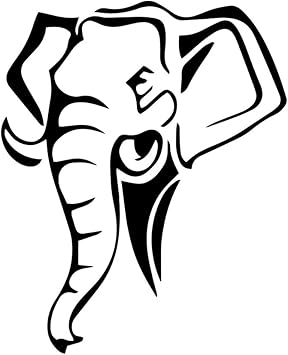 Amazon Com Elephant Head Silhouette Outline 6 Vinyl Sticker Car