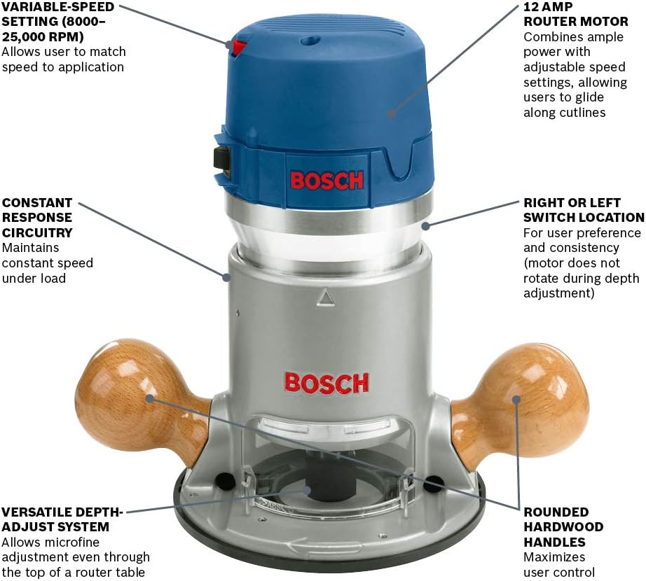 Bosch 1617evs 2 25 Hp Electronic Fixed Base Router Power Routers