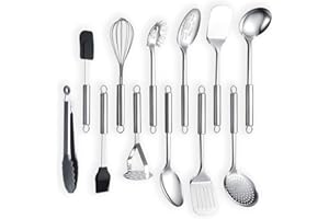 Berglander Stainless Steel Kitchen Utensil 12 Piece, Cooking Spoon, Kitchen Tools Cooking Utensil (12 Pieces)