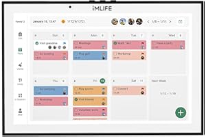 IMLIFE 10.1 inches Wifi Smart Touchscreen Digital Calendar with Touchtime App Syncing with Multiple Phones in Two - way, for Chore Chart, Daily Meal Plan, Interactive Display for Family Schedules and Cloud Photo