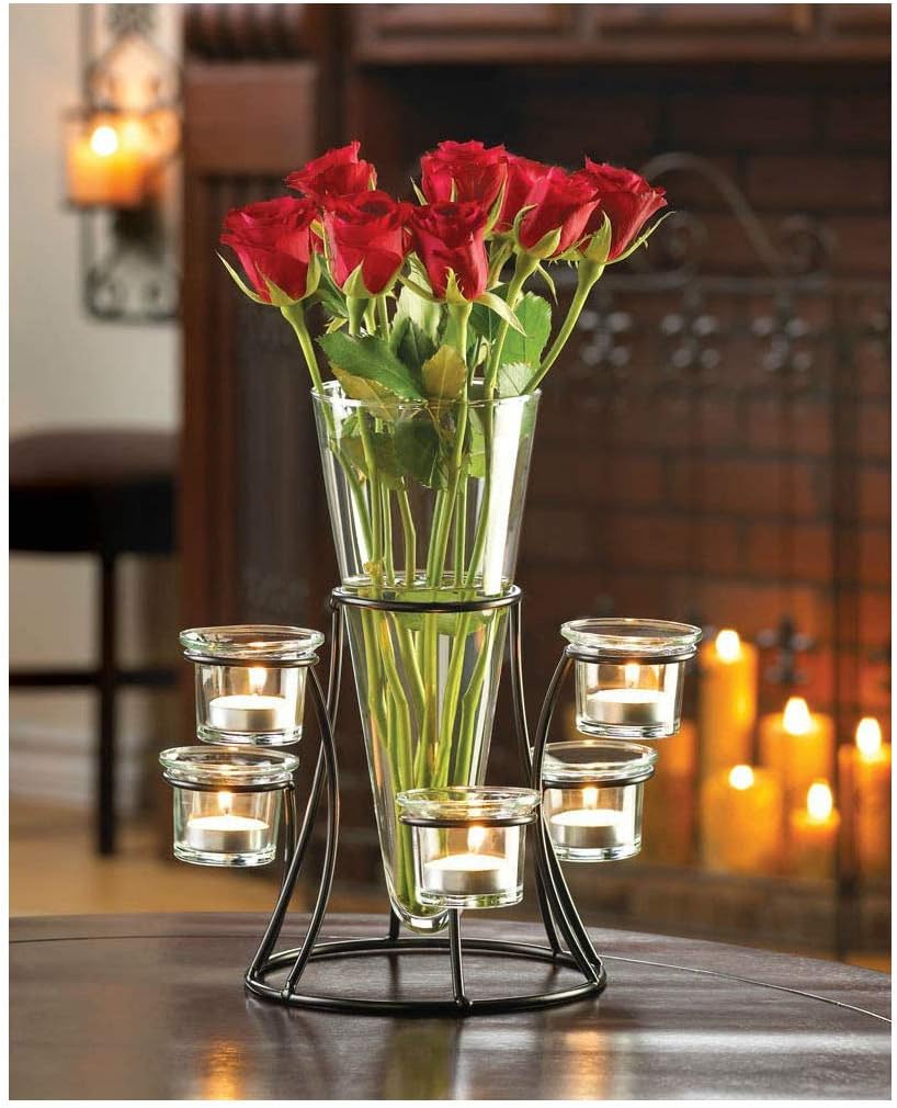 Amazon Black Iron Candelabra Candle Holder Flower VASE B07H25SWCG