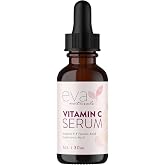 Eva Naturals Vitamin C Serum 20%, Hyaluronic &amp; Ferulic Acid, 1 oz | Vitamin E, dark spots, acne, anti-aging, glow, even skin tone