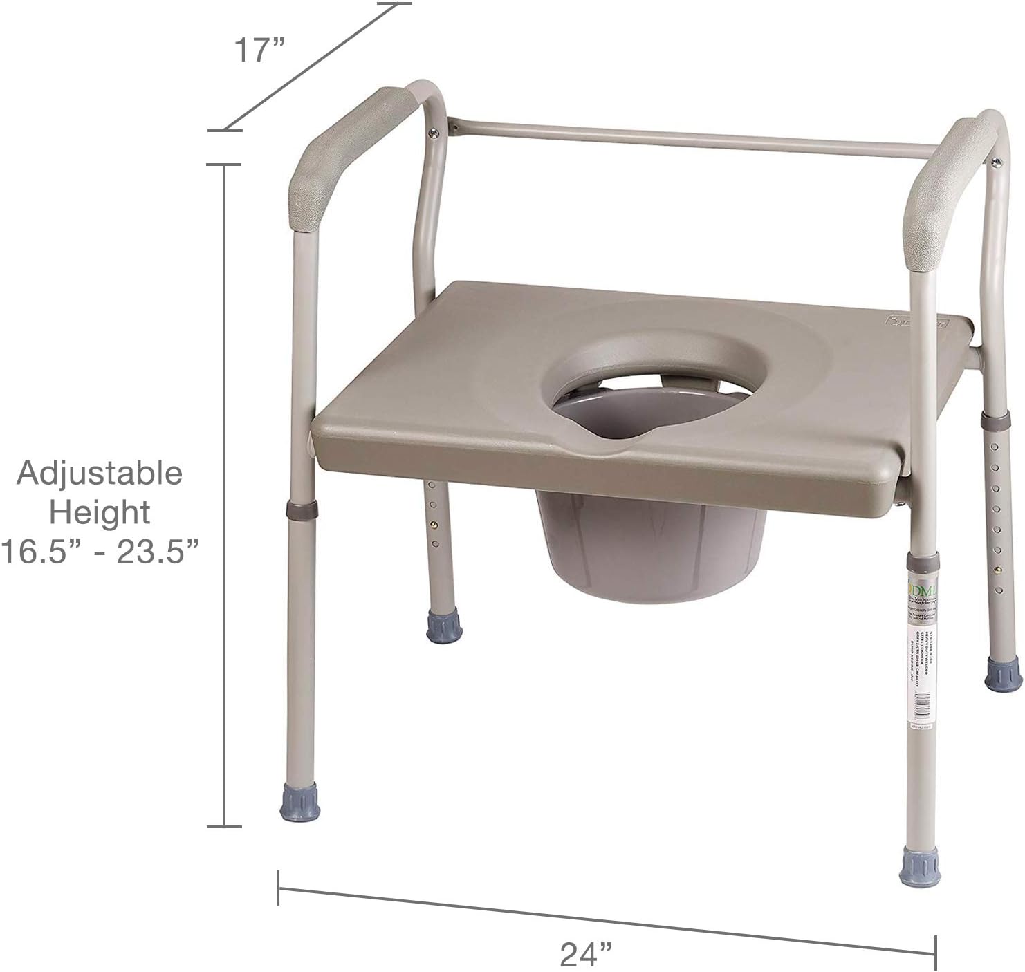 DMI Adjustable Bedside Commode for Adults Can Be Used with Included 7 Quart Pail or as a Toilet Riser and Toilet Safety Frame Easily Fitting Over Standard Toilet, 500lb Weight Capacity: Health & Personal Care