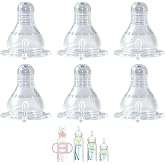 Nipple for Dr. Brown&rsquo;s Natural Flow Level 3 Narrow Baby Bottle, Medium-Fast Flow, 6m+, 100% Silicone Bottle Nipple, 6 Pack