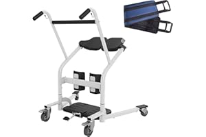 MEDIHOIST Deluxe Sit to Stand Lift w/Base Width Adjustment-Ergonomic Stand Assist Patient Lift for Safe Transfers,500lbs Capacity Patient Stand-aid & Patient Transport Unit for Elderly & Disabled