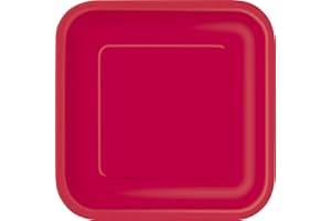 Square Red Dinner Plates, 14ct