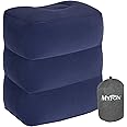 Inflatable Travel Foot Rest Pillow, Adjustable Height Leg Rest Pillow for Cars, Home, Office, Trains, Airplane, Make a Flat Bed for Baby, Kids, Toddlers, Blue, 1 Pack
