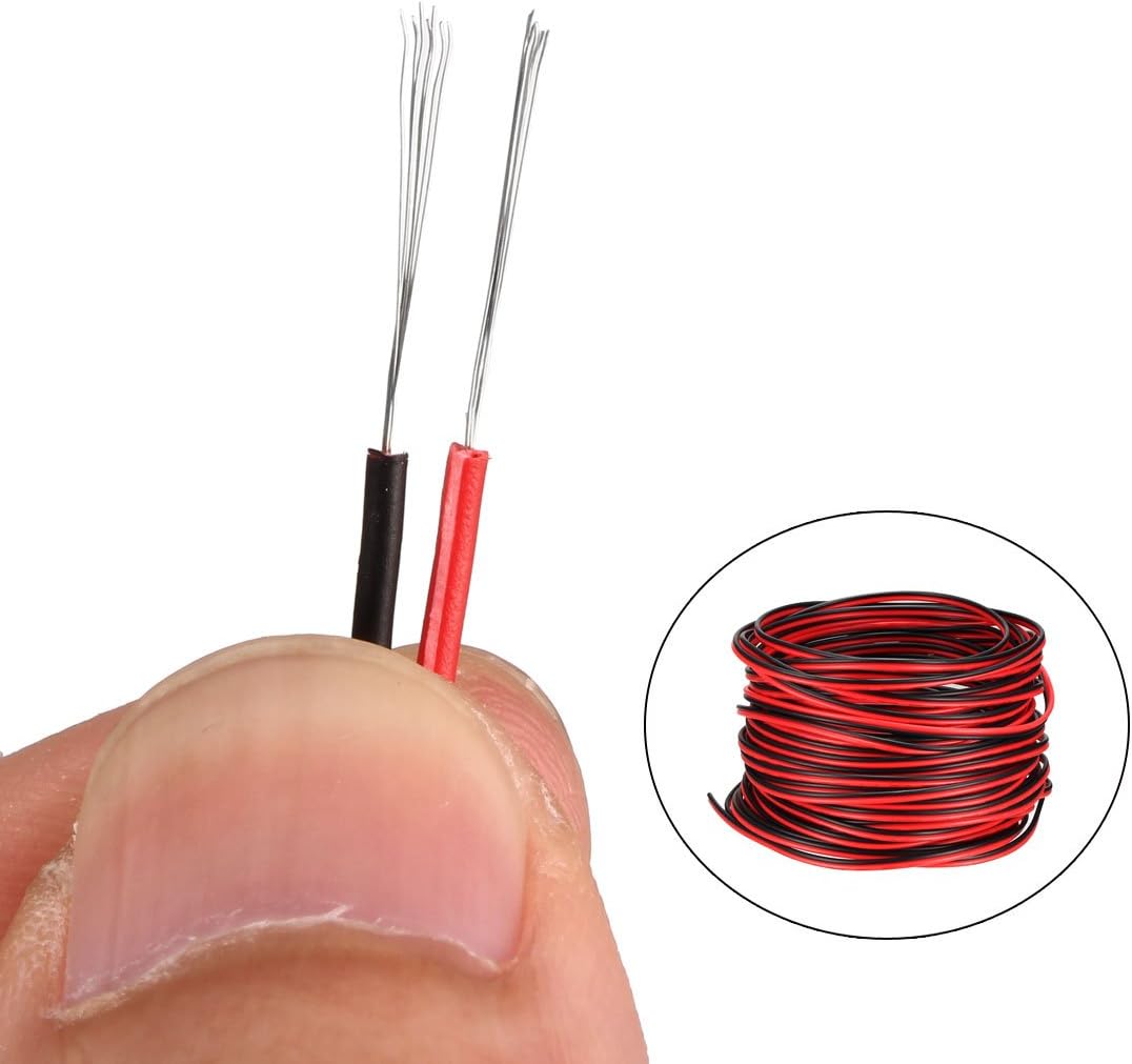 sourcing map Red Black Wire 2pin Extension Cable Cord 26 AWG Parallel Wire Tin Plated Copper 10M Length for LED Strip Light - Image 4