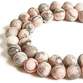 45pcs 8mm Pink Zebra Beads Natural Gemstone Beads Round Loose Beads for Jewelry Making