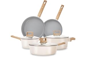 KOCH SYSTEME CS 8 Piece Pots and Pan Set, Nonstick Ceramic Cookware Set, Non Stick Induction Cookware with Stay Cool Handles,