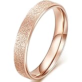 Fashion Month Womens 4mm Stainless Steel Sand Blast Finish Rose Gold Wedding Band Engagement Lady Vintage Ring
