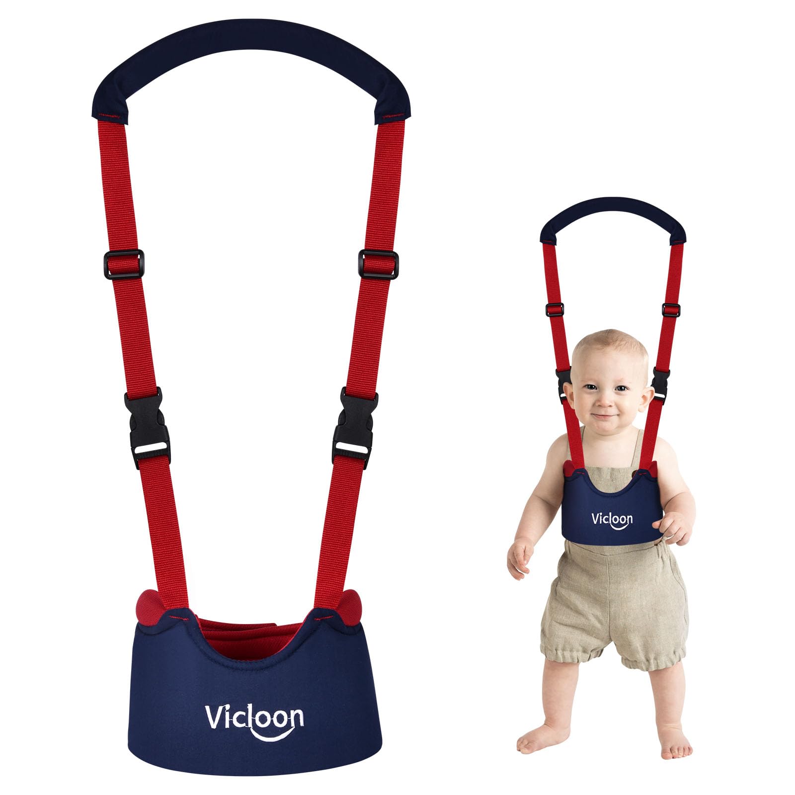 Vicloon Hand-held Baby Walker Toddler Walking Assistant Helper Kid Safe Walking Protective Belt Child Harnesses Learning Assistant Belt - Blue