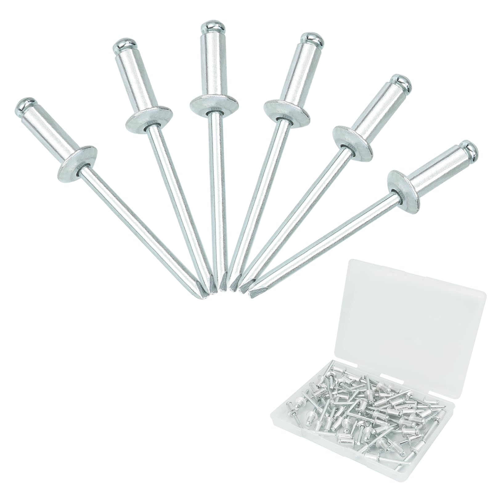 Photo 1 of 3/16" x 1/2"Aluminum Rivets,100Pcs Aluminum Blind Rivets,Pop Rivets Assortment Kit,Core Pulling Rivets,Rivets for Metal,Marine Boat, Automotive, Railway and Duct Work