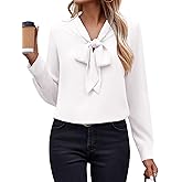 Zeagoo Womens Blouses Chiffon Long Sleeve Shirts Bow Tie Neck Work Tops Business Casual Outfits
