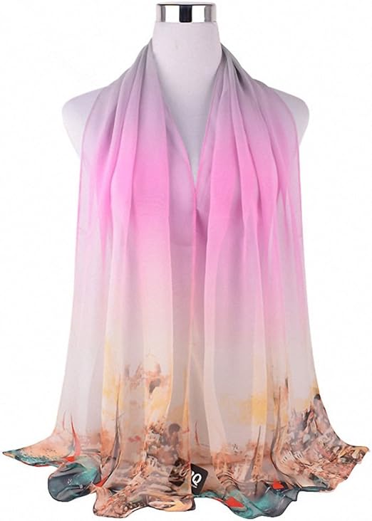 summer scarves Women solid color Long style Soft Gradual Lady scarf