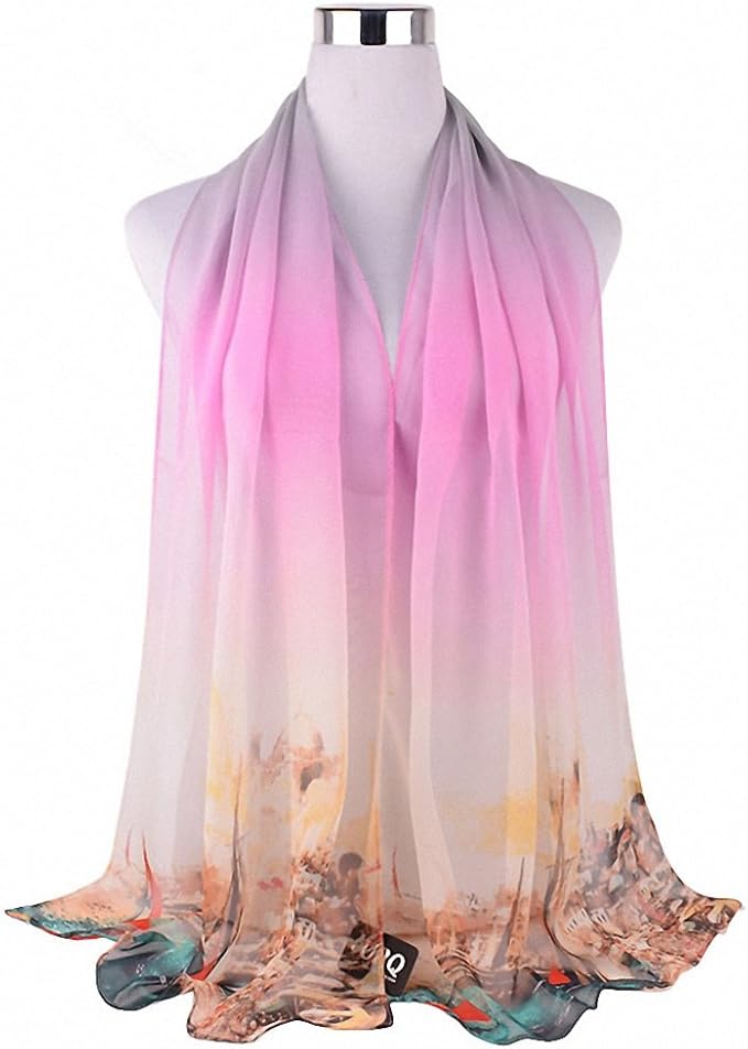 summer scarves Women solid color Long style Soft Gradual Lady scarf
