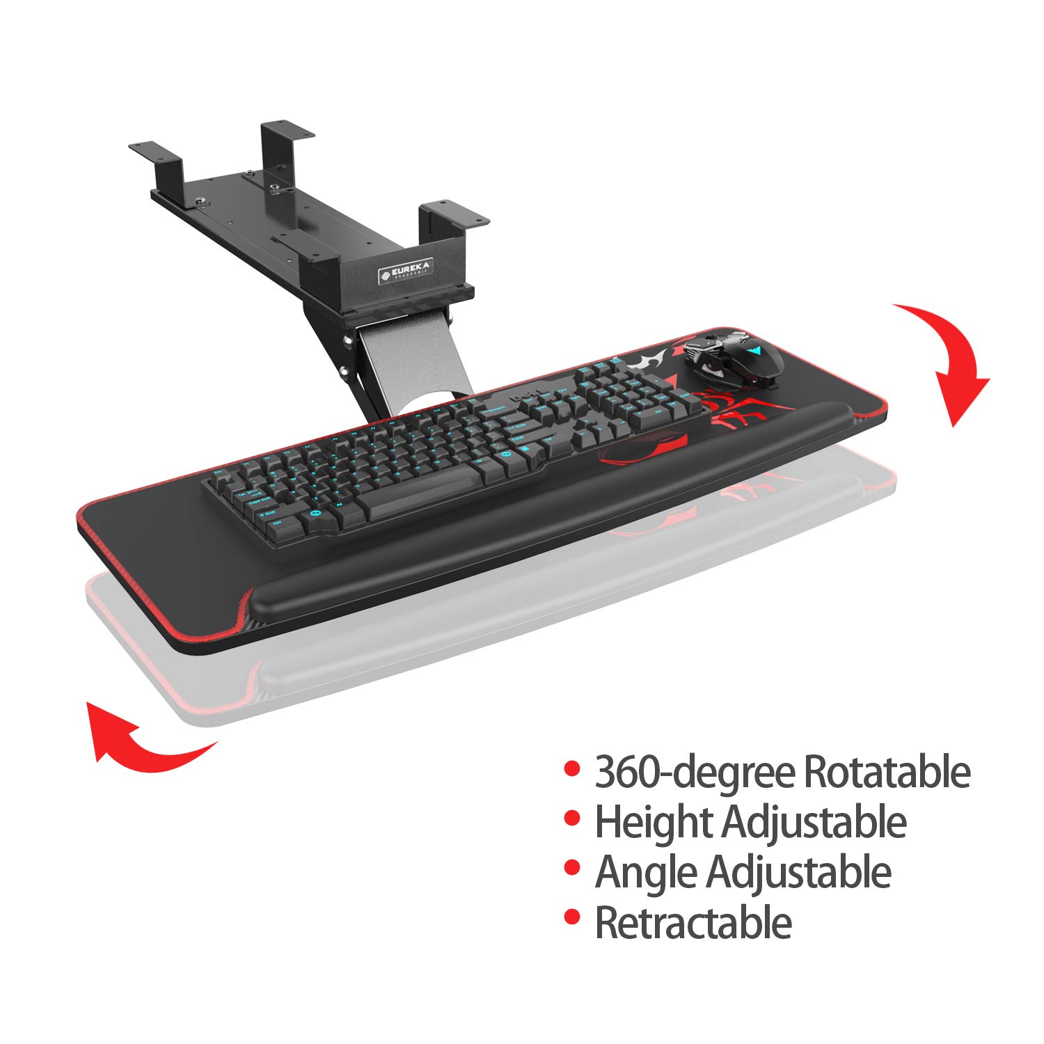 EUREKA ERGONOMIC Keyboard Tray Adjustable Height Tilt Angle Keyboard