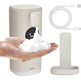 Automatic Foaming Soap Dispenser, Touchless Soap Dispenser with LED Hand Washing Timer, Rechargeable 350ml Foam Soap Dispenser, IPX7 Waterproof, Wall Mounted for Bathroom Kitchen Kids