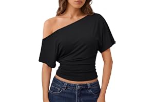 Trendy Queen Off the Shoulder Tops for Women 2026 Summer Short Sleeve Shirts Casual Cute Spring Clothes Y2k T Shirts
