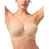 songful by HSIA Strapless Bras for Women Push Up Wireless Non-Slip Seamless Plunge Bandeau Bras with Multi-Way Straps