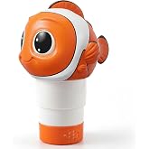 MKLZ Chlorine Floater for Pool, Fits 1/3 Inch Tablets-Clown Fish | Floating dispenser for large/small pools, hot tubs, spa. Holds 1 and 3 inch bromine holder, above &amp; In-ground swimming pool