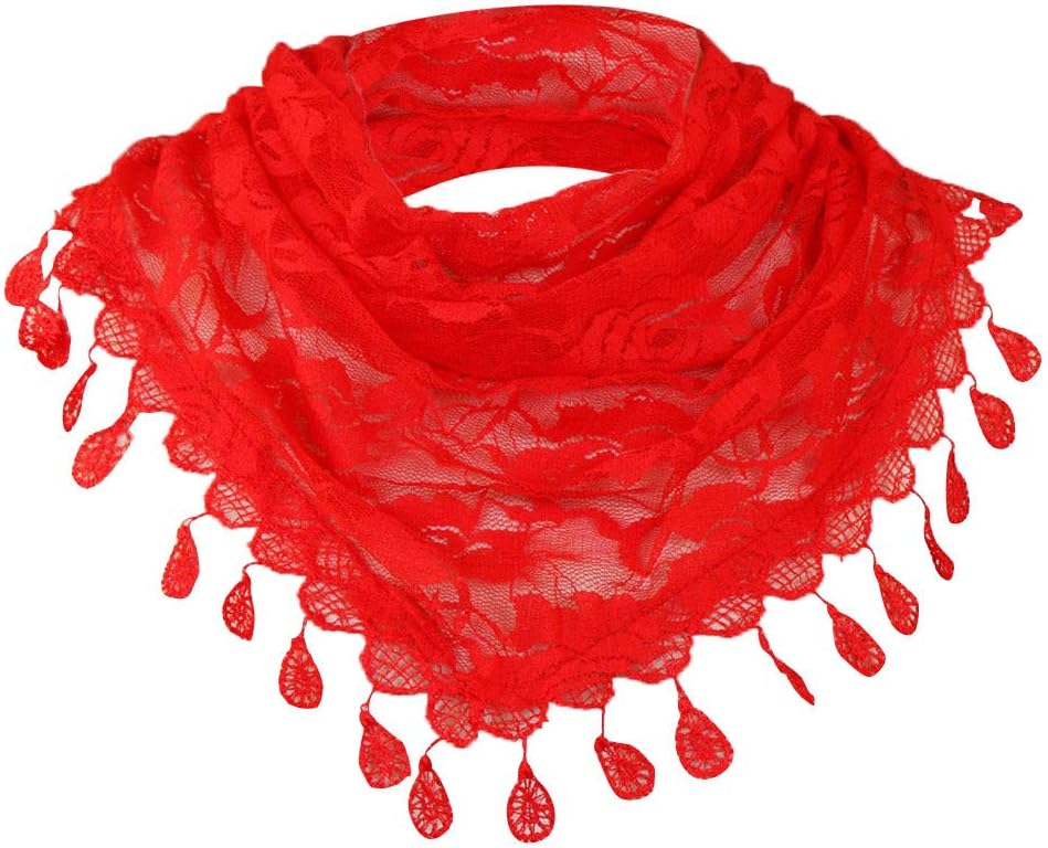 Clearance Sale!Women Clearance Lace Tassel Rose Floral Hollow Scarf Shawl Lady Wraps Scarves
