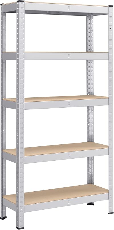 SONGMICS 5-Tier Steel Shelving Unit 650 kg Load 30x75x150 cm Black GLR030B21