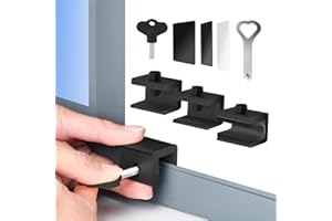 Tahikem 4 Sets Sliding Window Locks, Security Window Lock with Key, Aluminum Window Stoppers for Vertical & Horizontal Slide Door, Window Security Locks for Child Home Bedroom (Black)