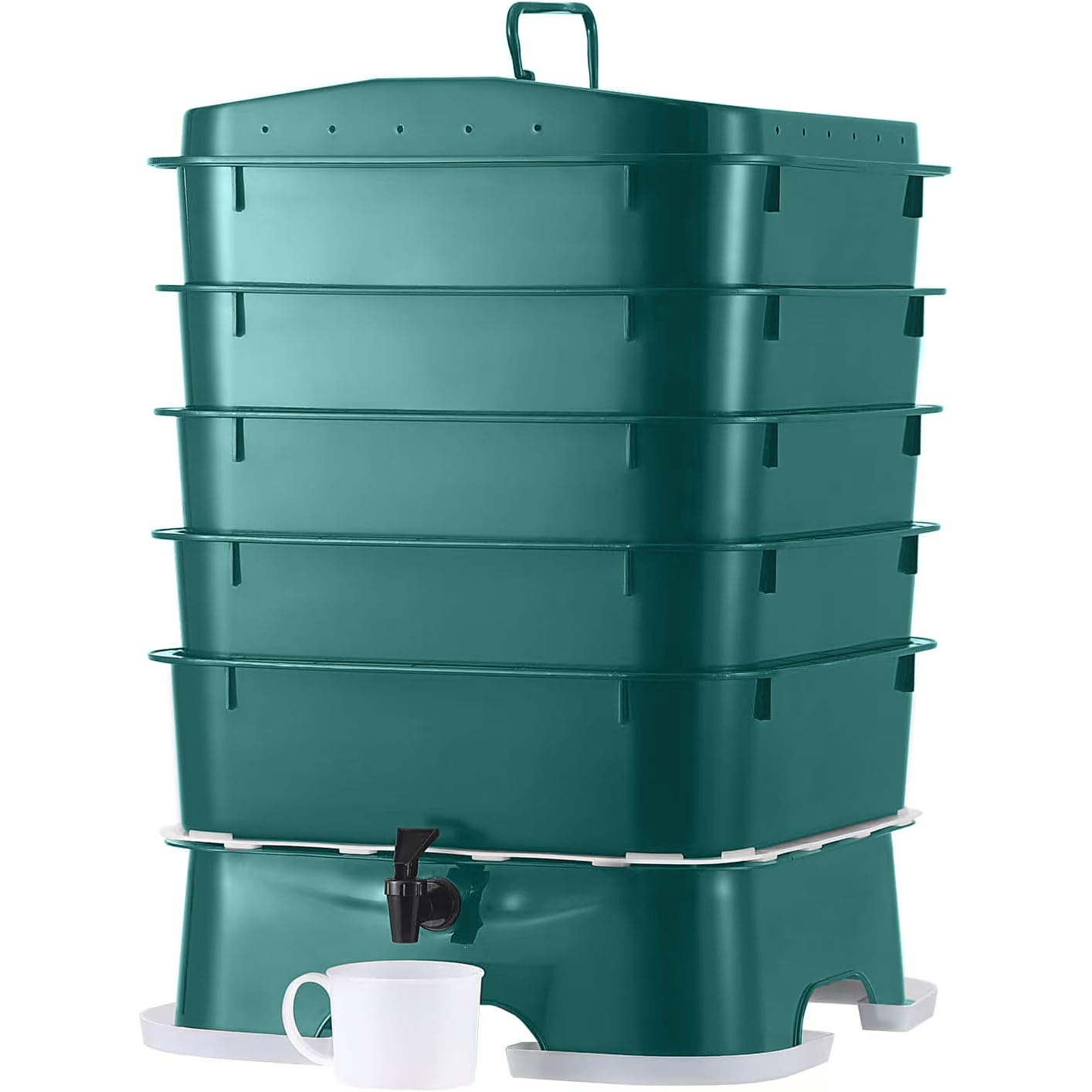 Photo 1 of The Original VermiHut® Plus 5-Tray Worm Composter – Dark Green | Indoor & Outdoor Vermicomposting Bin | Sustainable Design for Food Waste Recycling
