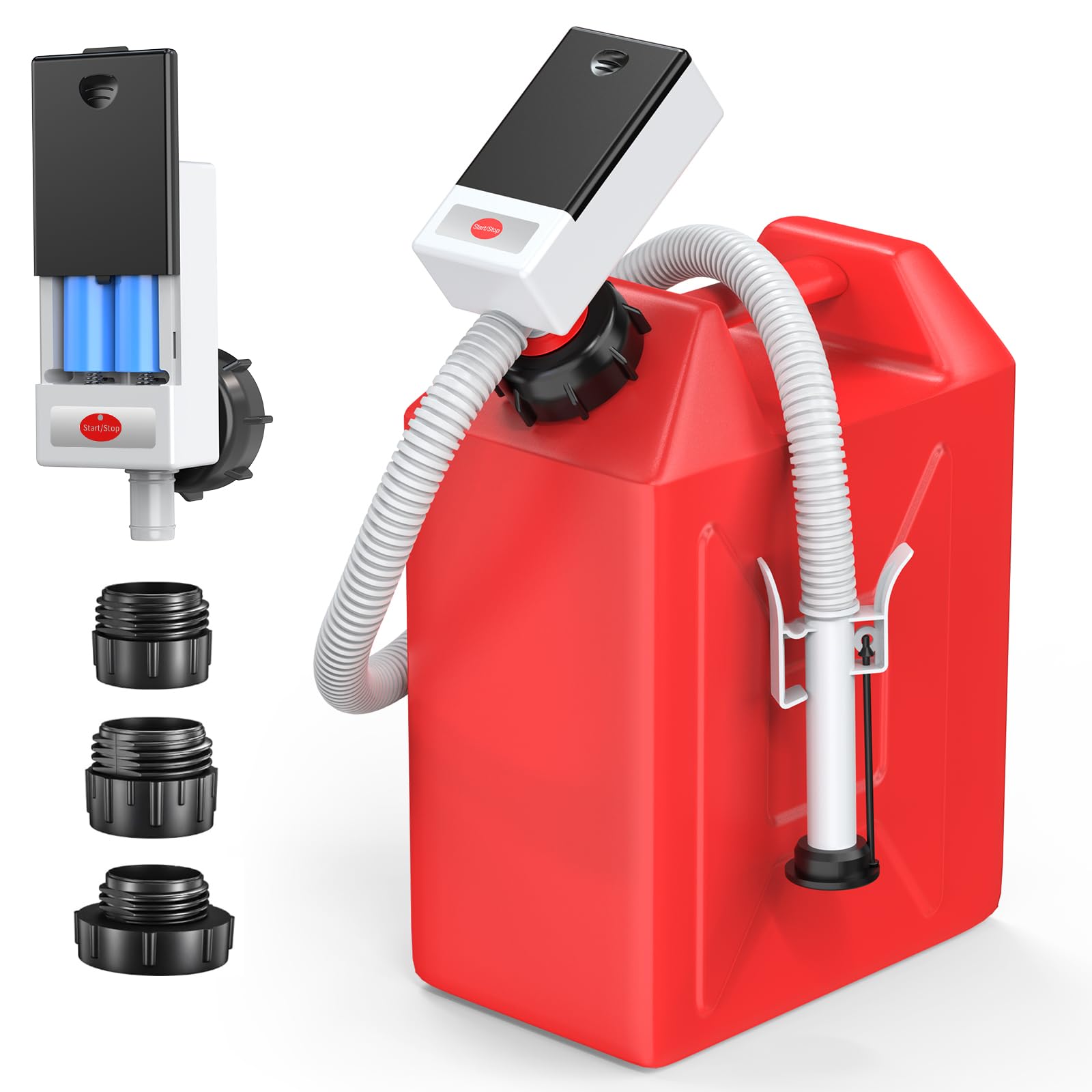 Photo 1 of Automatic Fuel Transfer Pump with Auto Stop Sensor Overfill Protection, Fast and Safe Portable Gas Can Pump with 3 Can Adapters & 51'' Extra Long Hose for Oil, Diesel, Gasoline (3.2 Gallons Per Min)