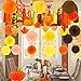 Supla 33 Pack Fall Thanksgiving Party Decorations Set – Fall Hanging Maple Leaves Pumpkins Swirl Paper Pom Poms Paper Fans Paper Lanterns Tassel Garland Honeycomb Pumpkins Circle Dots Paper Garland